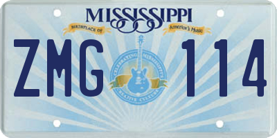 MS license plate ZMG114