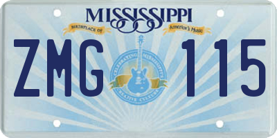MS license plate ZMG115