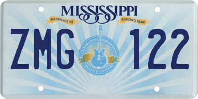 MS license plate ZMG122