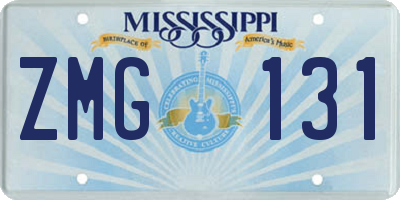 MS license plate ZMG131