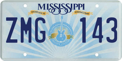MS license plate ZMG143
