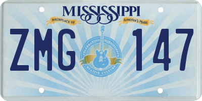 MS license plate ZMG147