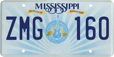 MS license plate ZMG160