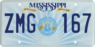 MS license plate ZMG167