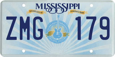 MS license plate ZMG179