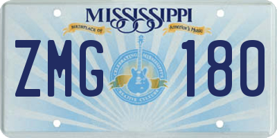 MS license plate ZMG180