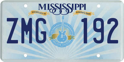 MS license plate ZMG192