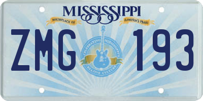 MS license plate ZMG193