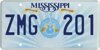MS license plate ZMG201