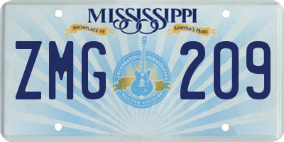 MS license plate ZMG209