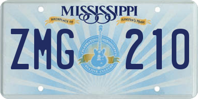 MS license plate ZMG210