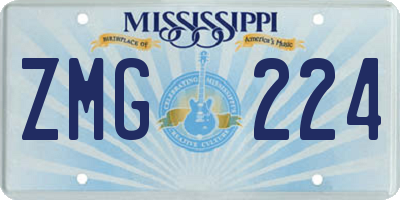MS license plate ZMG224