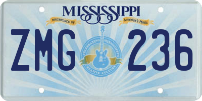 MS license plate ZMG236