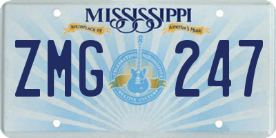 MS license plate ZMG247