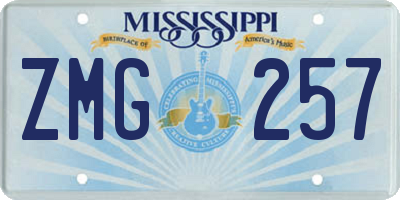 MS license plate ZMG257