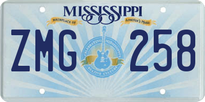 MS license plate ZMG258