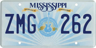 MS license plate ZMG262