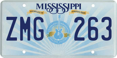 MS license plate ZMG263