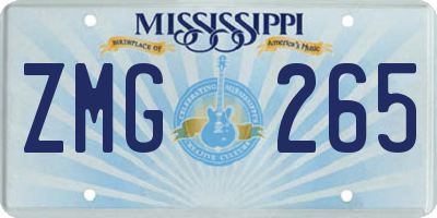 MS license plate ZMG265