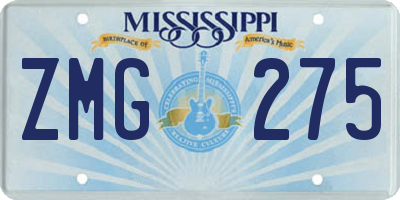 MS license plate ZMG275