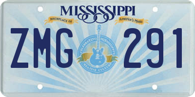 MS license plate ZMG291