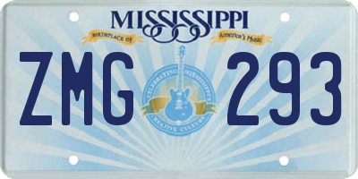 MS license plate ZMG293
