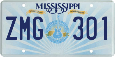 MS license plate ZMG301
