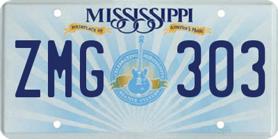 MS license plate ZMG303