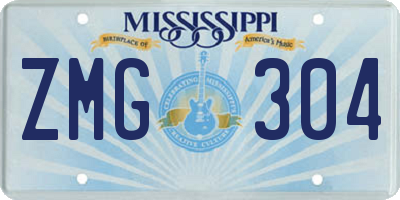 MS license plate ZMG304