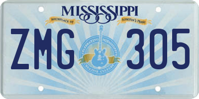 MS license plate ZMG305