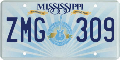MS license plate ZMG309