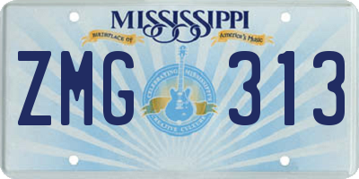 MS license plate ZMG313