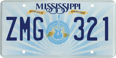 MS license plate ZMG321