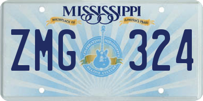 MS license plate ZMG324
