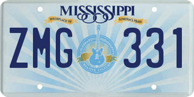 MS license plate ZMG331