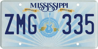 MS license plate ZMG335