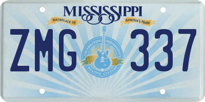 MS license plate ZMG337