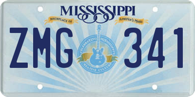 MS license plate ZMG341