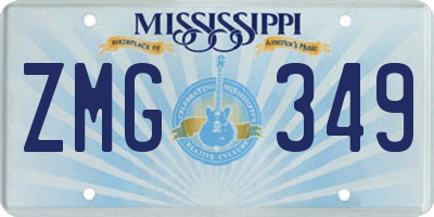 MS license plate ZMG349