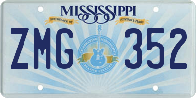 MS license plate ZMG352