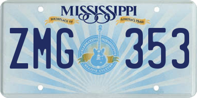 MS license plate ZMG353