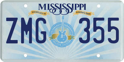 MS license plate ZMG355