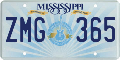 MS license plate ZMG365