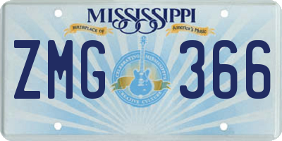 MS license plate ZMG366
