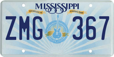 MS license plate ZMG367
