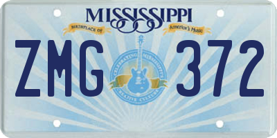 MS license plate ZMG372