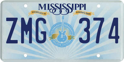 MS license plate ZMG374