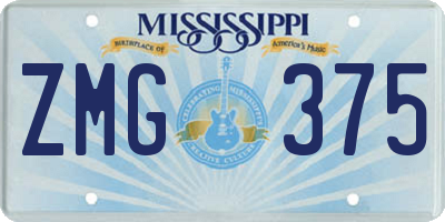 MS license plate ZMG375