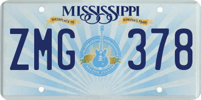 MS license plate ZMG378