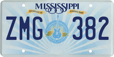 MS license plate ZMG382